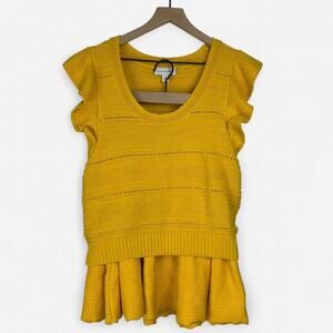 Free assembly yellow knit top & skirt matching set